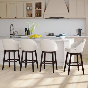 Costway Set of 4 31" Swivel Padded Bar Stools Rubber Wood Frame 54229272 New