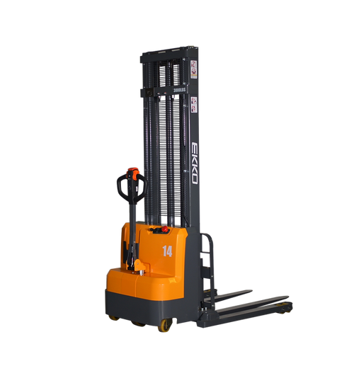 Ekko Straddle Stacker Full Powered 3000 lb Capacity 138 in. Lift Height EB14C-138 New