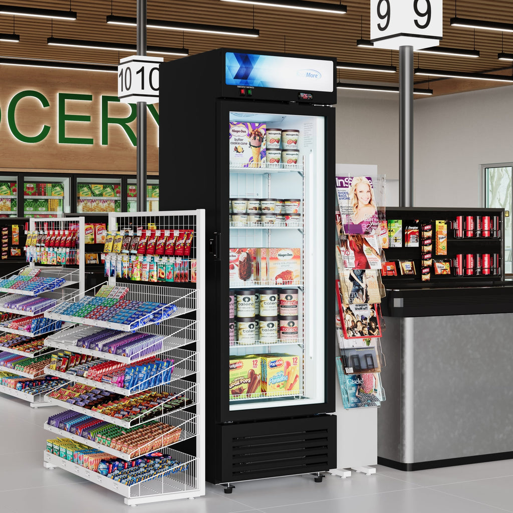 24 in. Commercial One Glass Door Merchandiser Freezer, 12 Cu. Ft. in Black