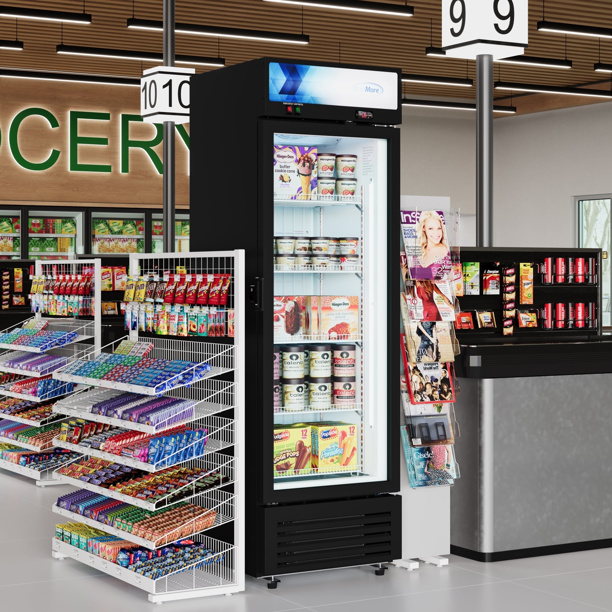 24 in. Commercial One Glass Door Merchandiser Freezer, 12 Cu. Ft. in Black