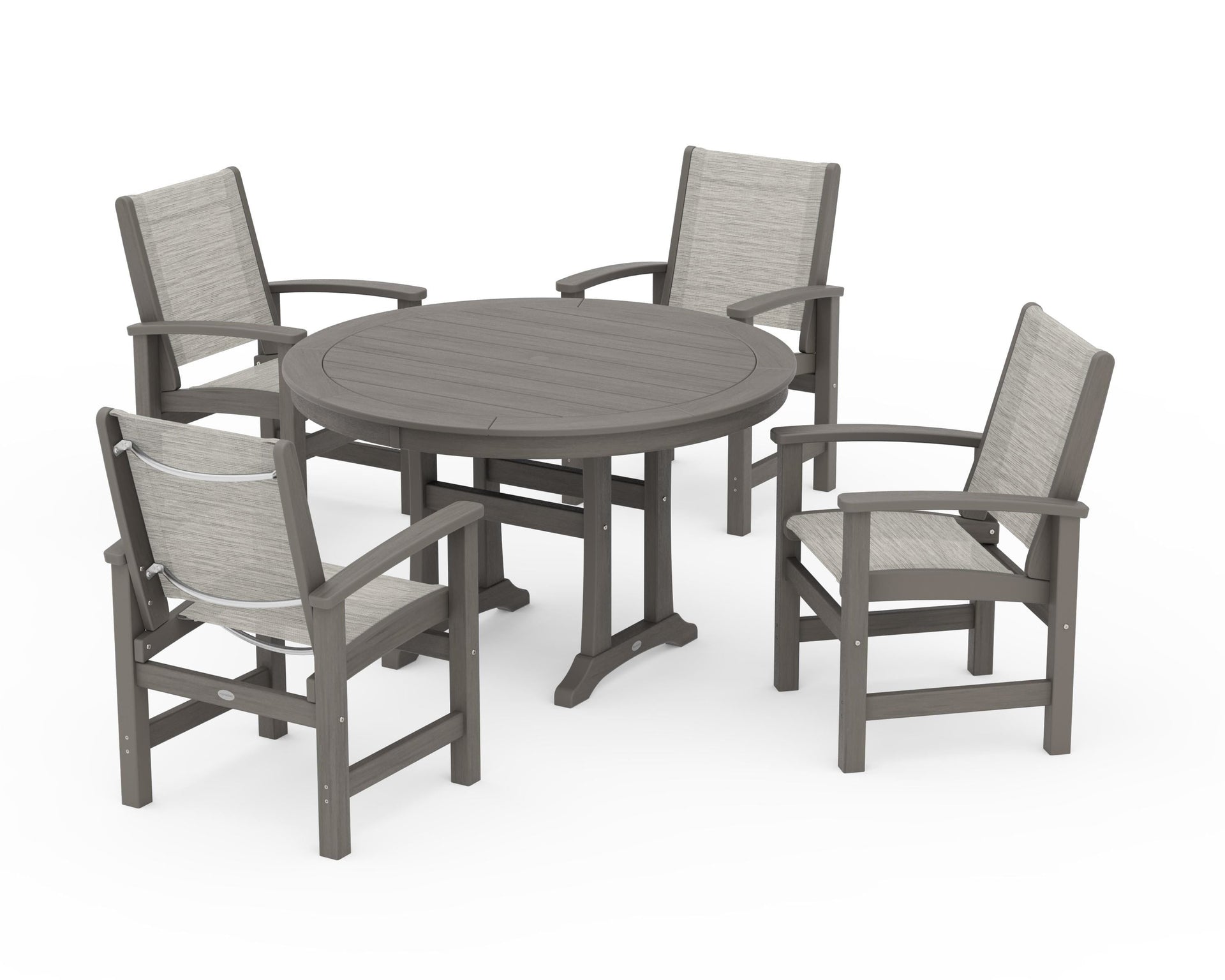 Coastal 5-Piece Round Dining Set with Trestle Legs