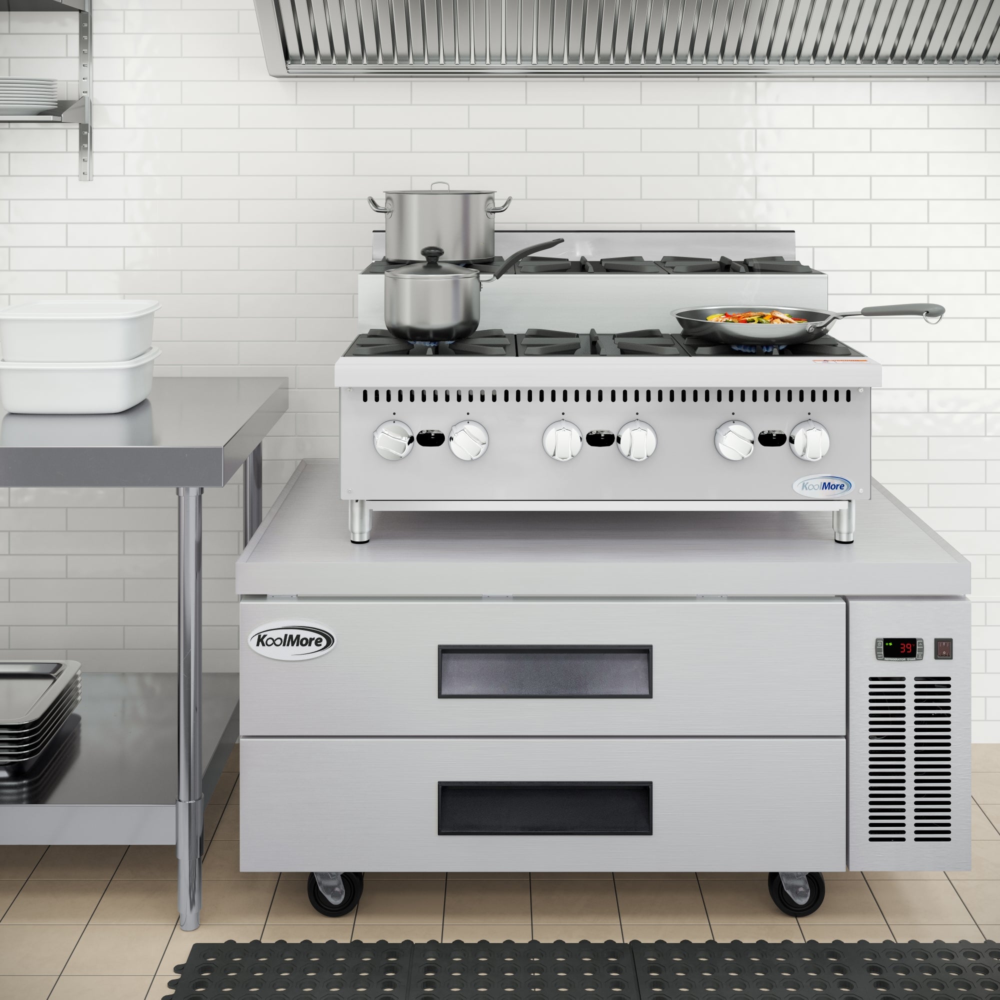 36 in. Commercial Six-Burner Step Up Gas Range, 156000 BTU in Stainless-Steel