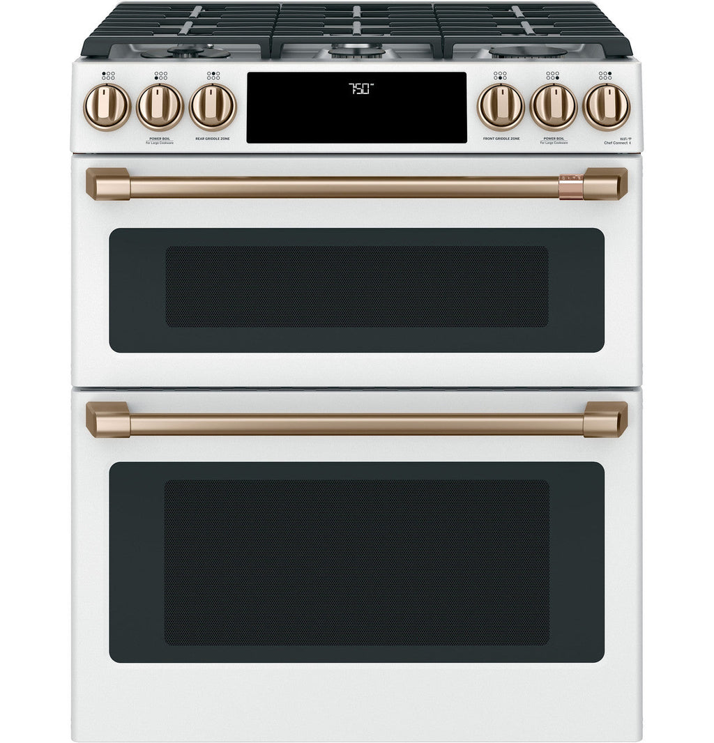 CAFÉ™ 30" Smart Slide-In, Front-Control, Gas Double-Oven Range with Convection