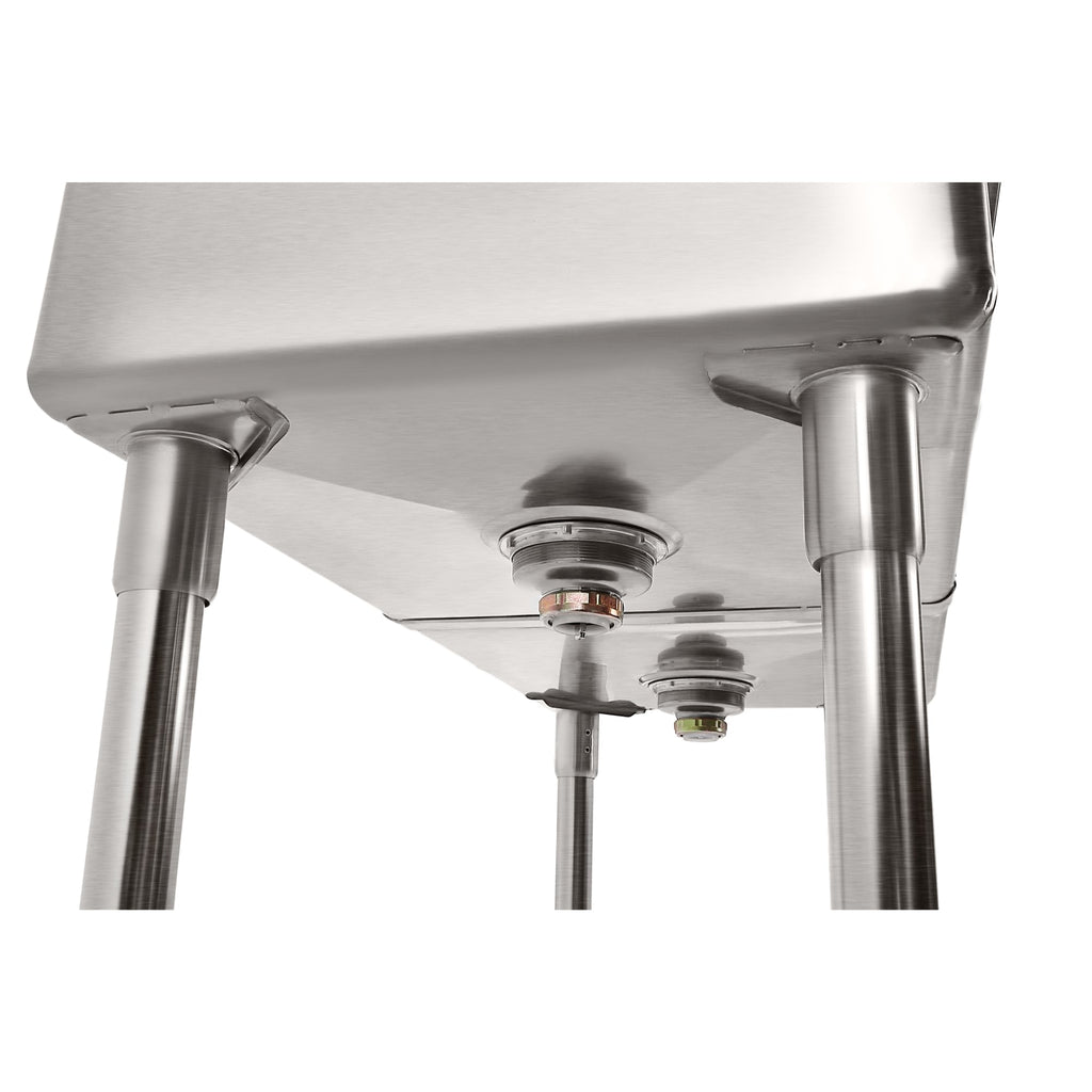 57 in. 18-Gauge 2-Compartment Commercial Sink with Backsplash and 18 in. Right Drainboard, Bowl Dimensions 18"x18"x14" in Stainless-Steel