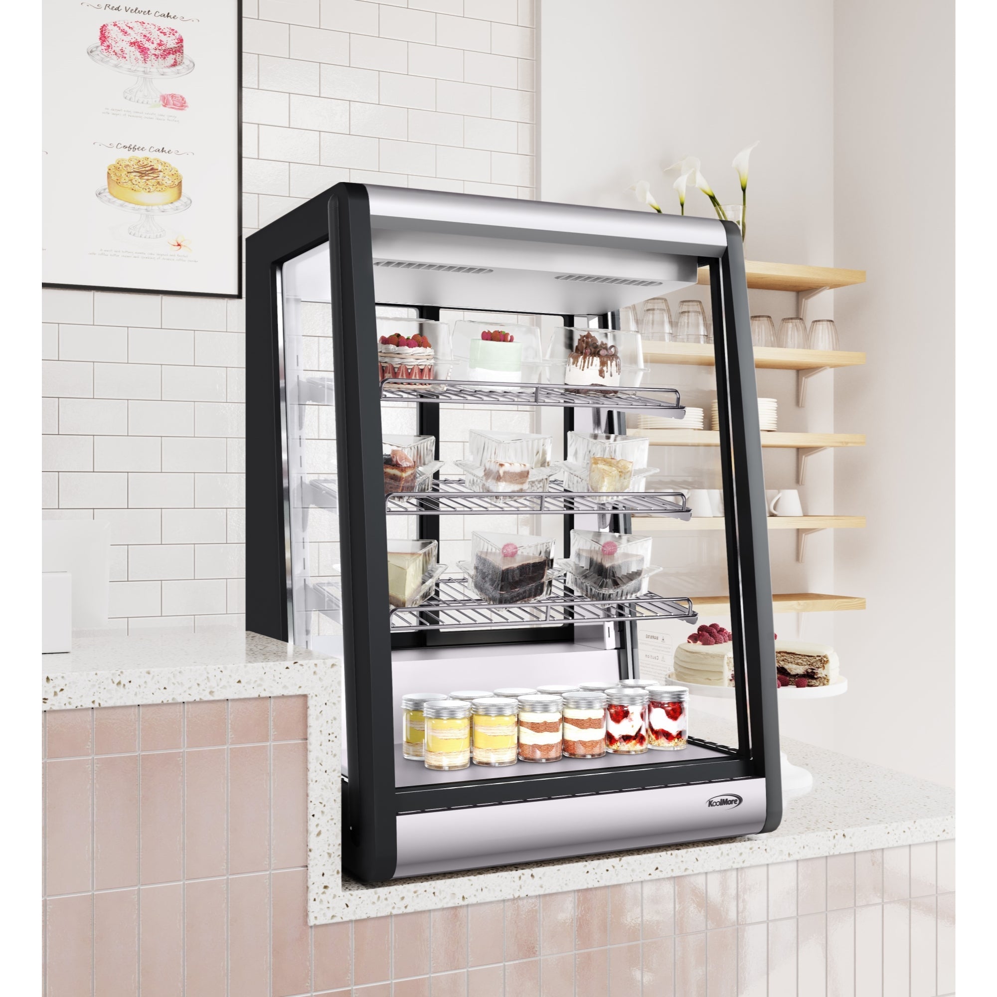 24 in. 4 Tier Commercial Countertop Bakery Display Refrigerator