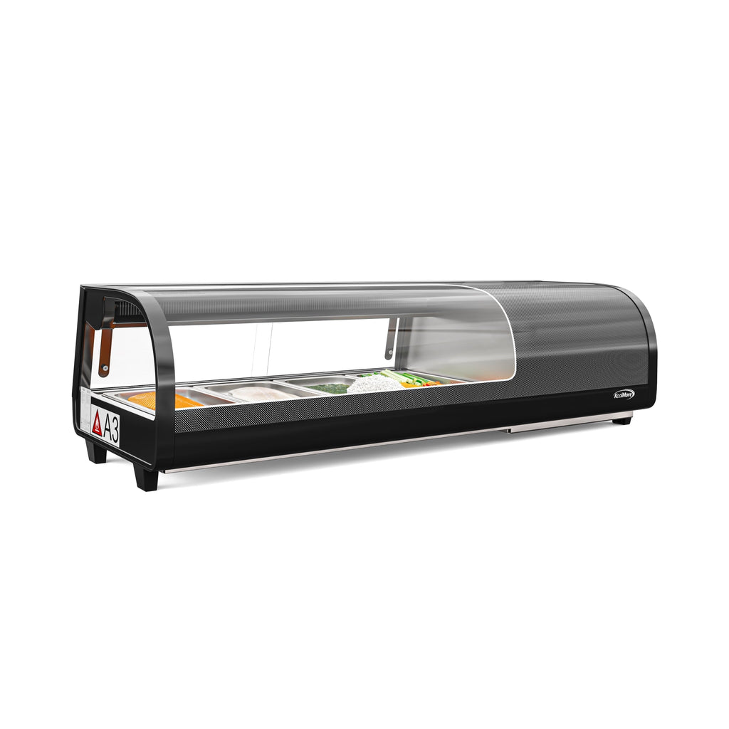 46 in. Glass Sushi Countertop Display Refrigerator with 4 Stainless Steel Trays in Black