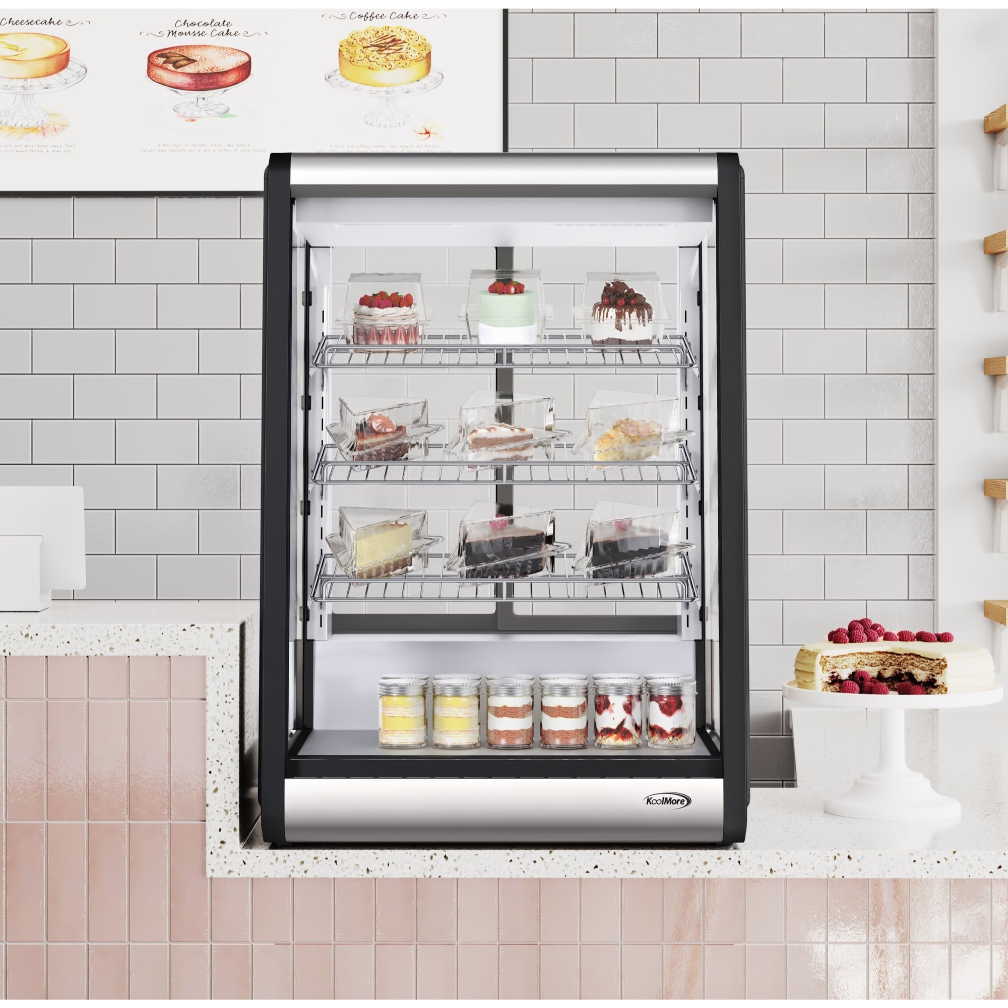 24 in. 4 Tier Commercial Countertop Bakery Display Refrigerator