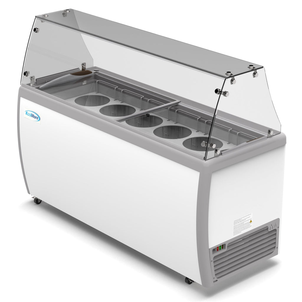 70 in. 12 Tub Ice Cream Dipping Cabinet Display Freezer with Sliding Glass Door and Sneeze Guard, 20 cu. ft.