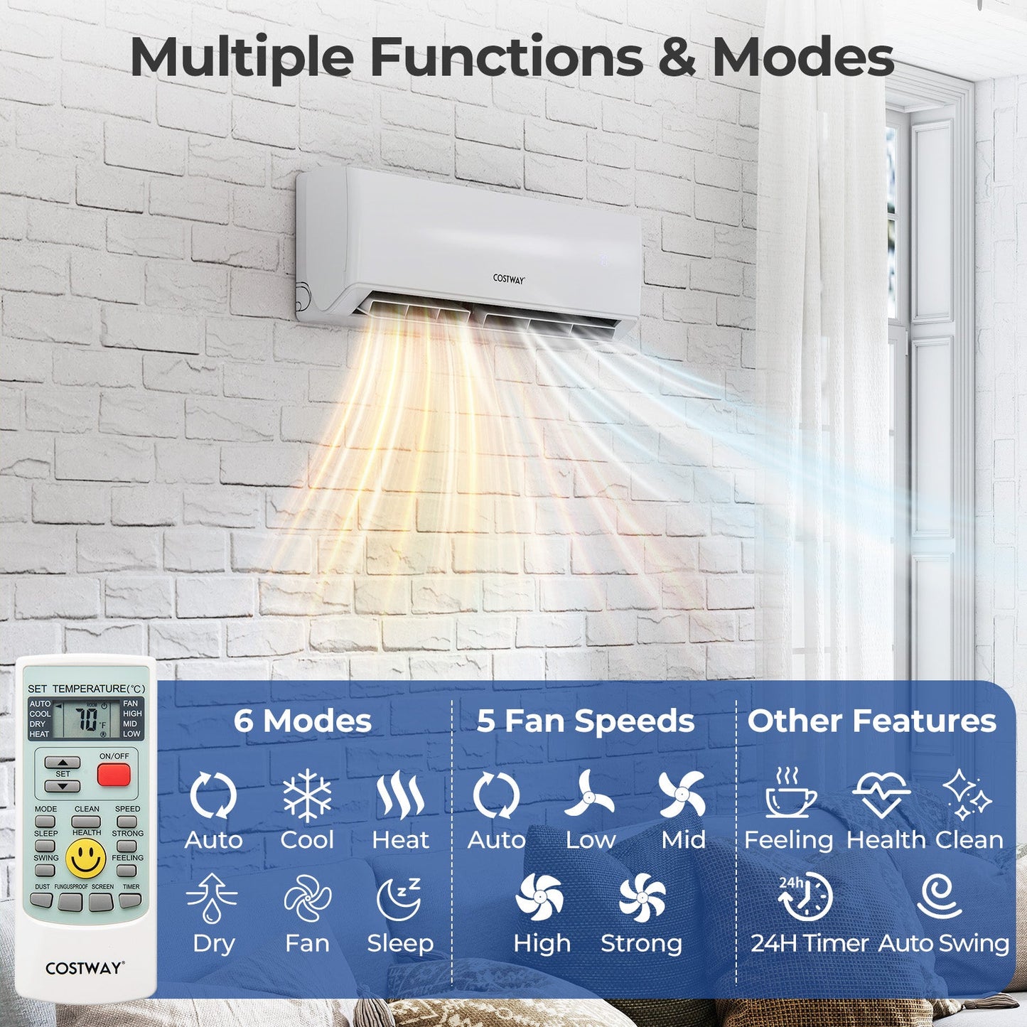 Costway UltrEco 36000 BTU 2 Zone 23 SEER2 Mini Split Air Conditioner Heat Pump WiFi 689472531 New