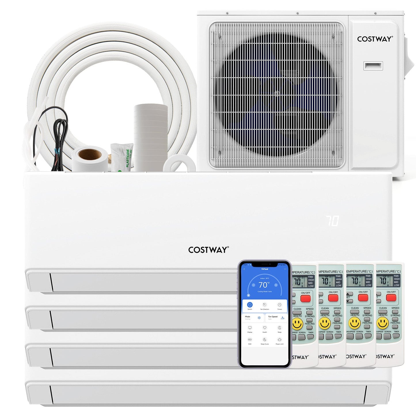 Costway UltrEco 36000 BTU 4 Zone 23 SEER2 Mini Split Air Conditioner Heat Pump WiFi 687195324 New