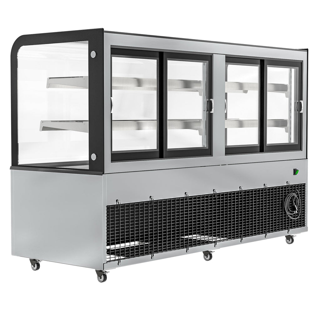 71 in. Dry Bakery Display Case with Front Curved Glass Protection, 20 cu ft.