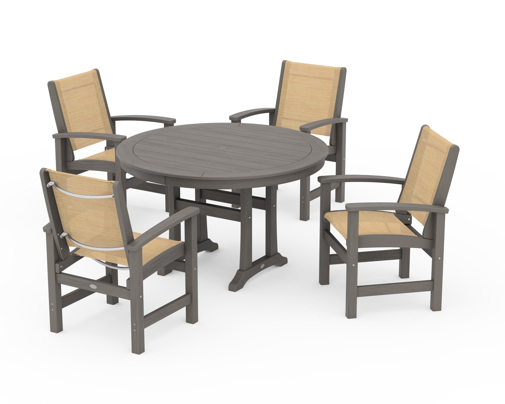 Coastal 5-Piece Round Dining Set with Trestle Legs