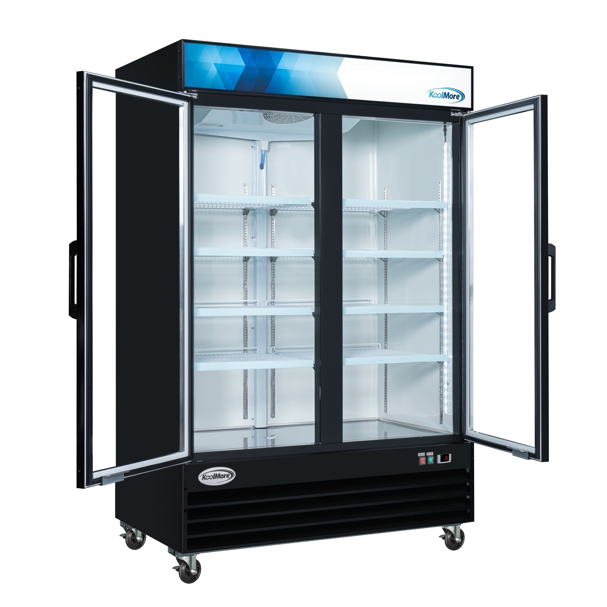 53 in. Commercial Merchandiser Refrigerator with Two Swinging Glass Doors,45 cu. ft. and LED Lighting in Black