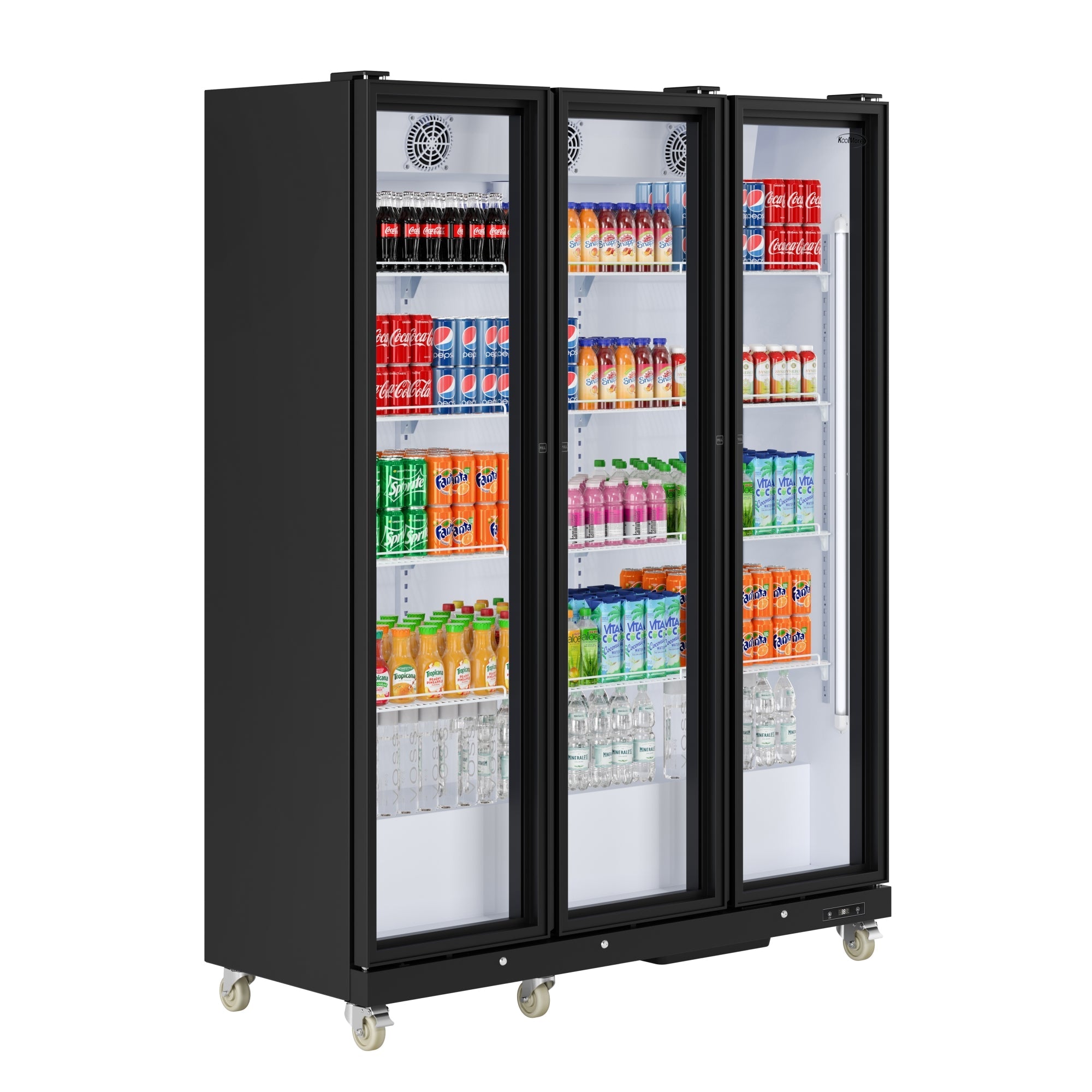 71 in. Commercial 3 Fully Glass Door Merchandiser Refrigerator, 46 cu. ft., ETL Listed in Black