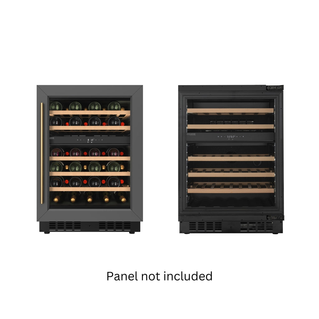 KoolMore Reserve 24 in. Under-Counter Panel Ready Dual Zone Built-in Wine Cooler with 45 Bottle Capacity and Wooden Shelves in Black