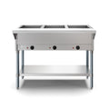 Three Pan Open Well Electric Steam Table with Undershelf