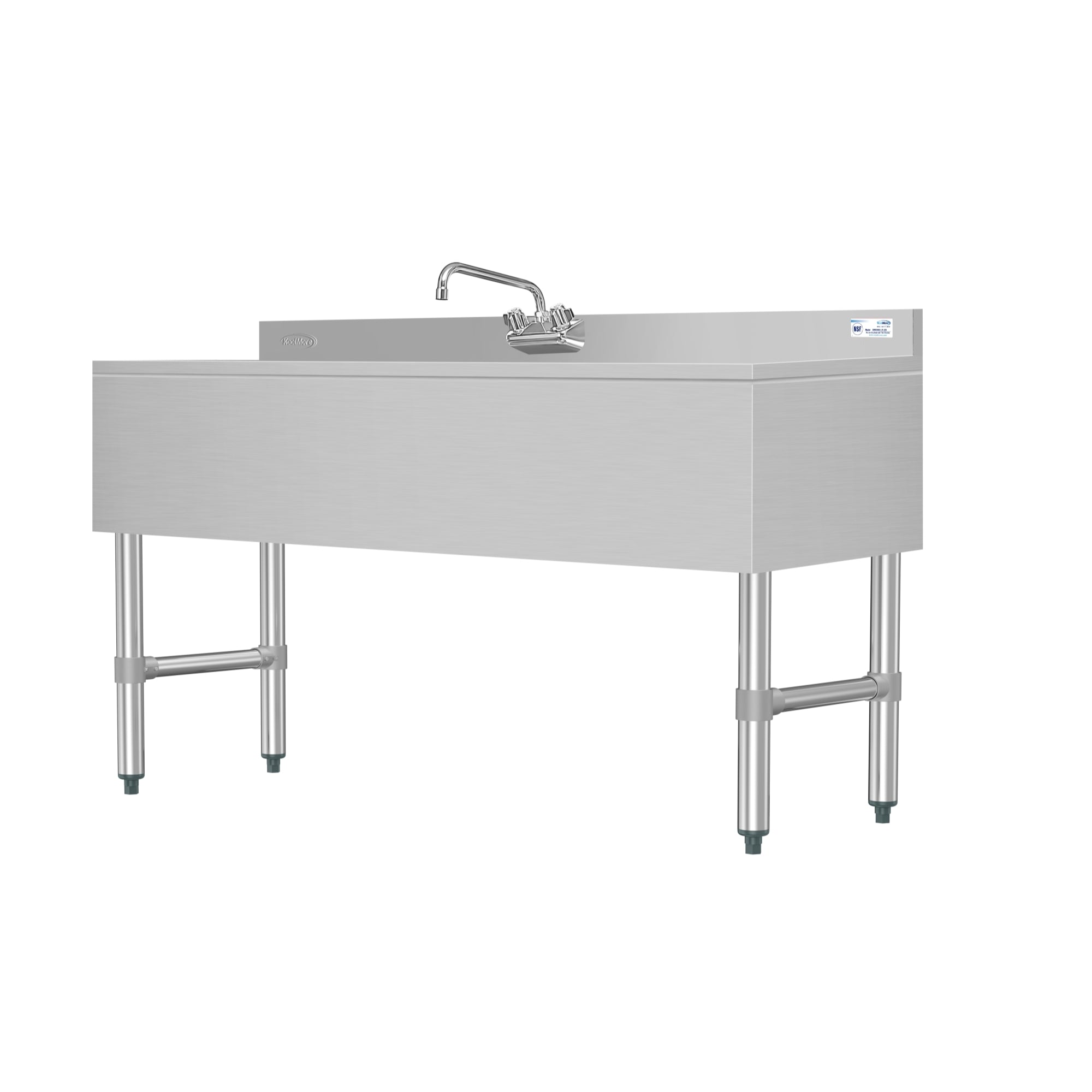 60 in. Three-Compartment Commercial Bar-Sink with 3 in. Backsplash, Dual Drainboards with Low Lead Faucet, NSF Certified in Stainless-Steel