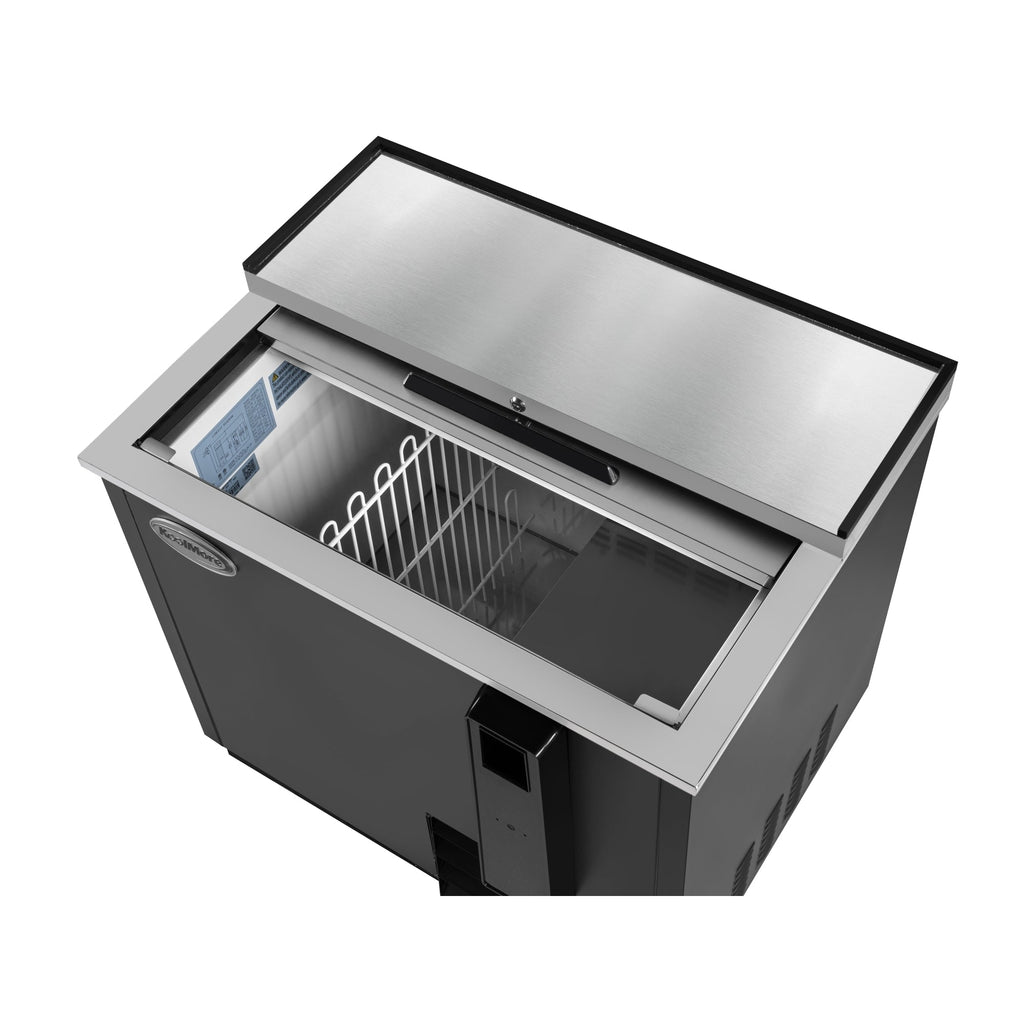 36 in. Commercial Bottle Cooler in Black with Built-In Opener, ETL Listed, 9 cu. ft.