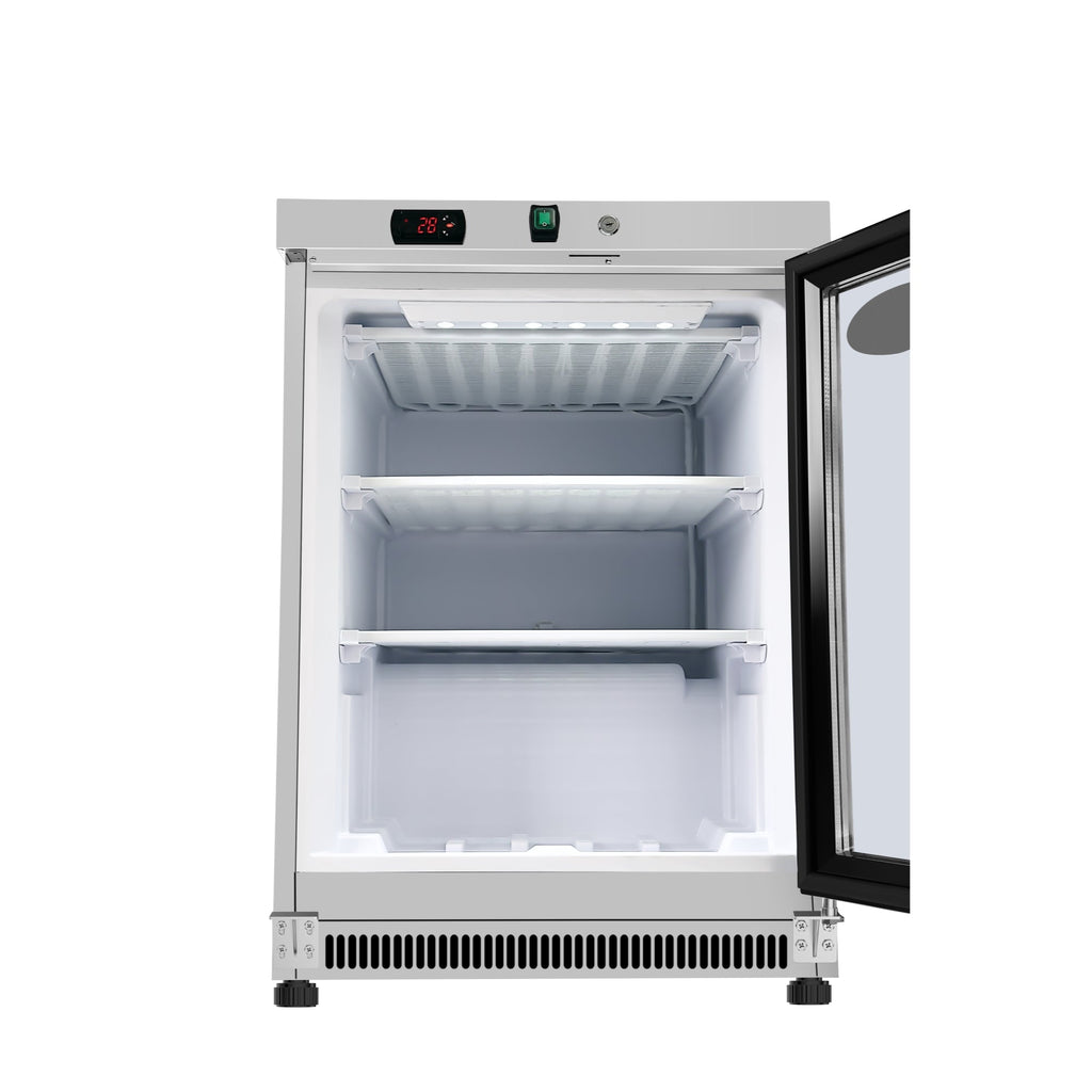 24 in. Commercial Countertop Display Freezer in White with Stainless Steel and Glass Door, 4.6 Cu. ft. - Wrap