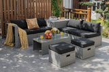 Costway 8-Piece Patio Rattan Sofa Furniture Set w/ Storage Cover Cushions 21549738 New