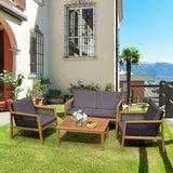 Costway 4-Piece Patio Rattan Furniture Set Removable Cushions White 42961830 New