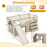 Costway Twin Loft Bed w/ Slide Ladder Drawers for Kids Teens 74651298 New