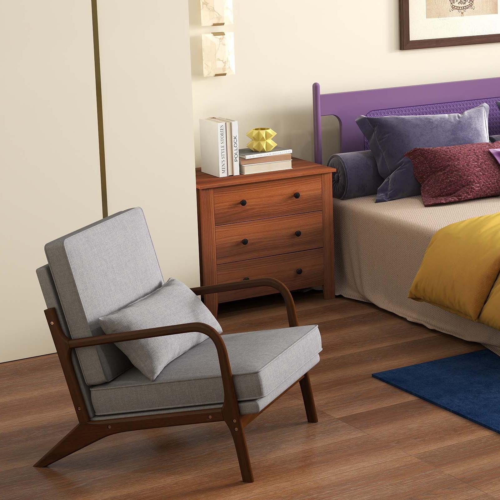 Costway 3-Piece Bedroom Bundle Bedside Table 3-Drawer Accent Chair Futon Sofa Bed 16281534 New