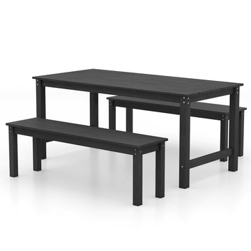 Costway 3-Pc Outdoor Dining Table Set w/ 2 Benches 29270445 New