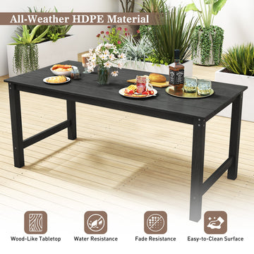 Costway 3-Pc Outdoor Dining Table Set w/ 2 Benches 29270445 New