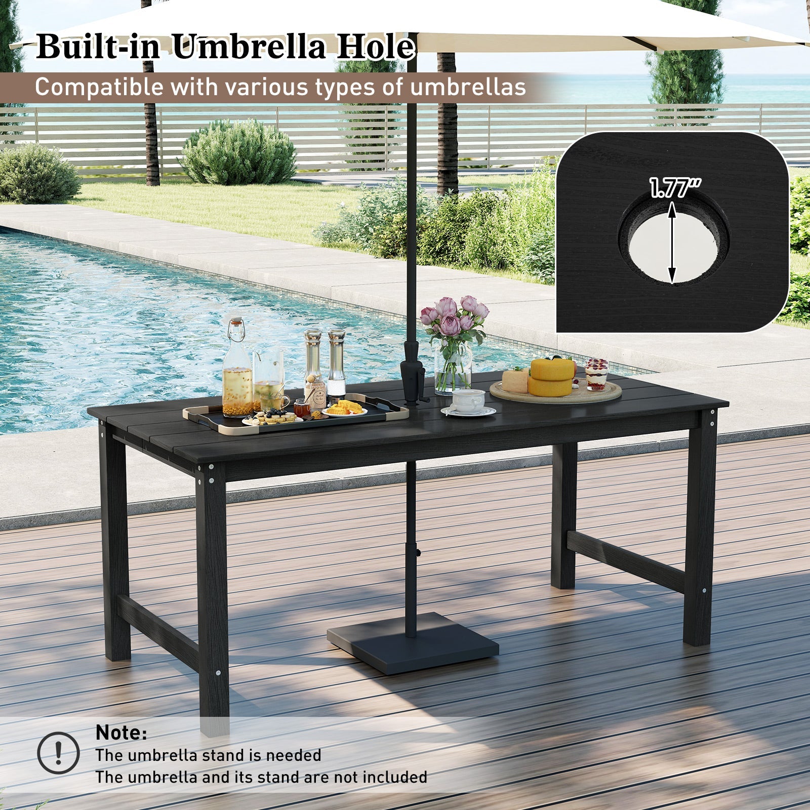 Costway 3-Pc Outdoor Dining Table Set w/ 2 Benches 29270445 New