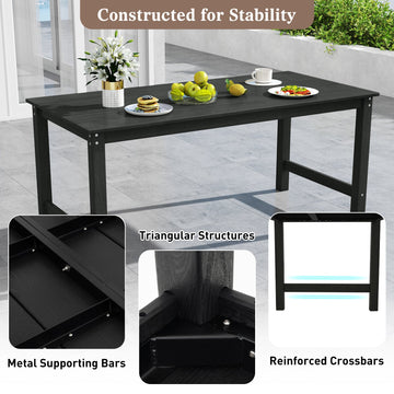 Costway 3-Pc Outdoor Dining Table Set w/ 2 Benches 29270445 New