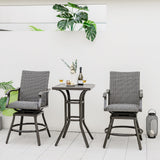 Costway 3-Piece Swivel Outdoor Patio Bar Set 4D Air Fiber Cushion 98375462 New