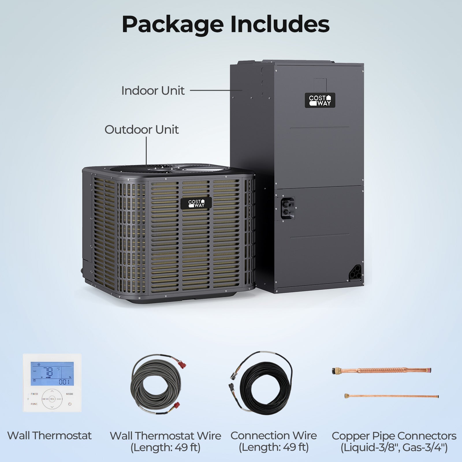 Costway 3 Ton 19 SEER2 High-Performance Heat Pump System 942573186 New