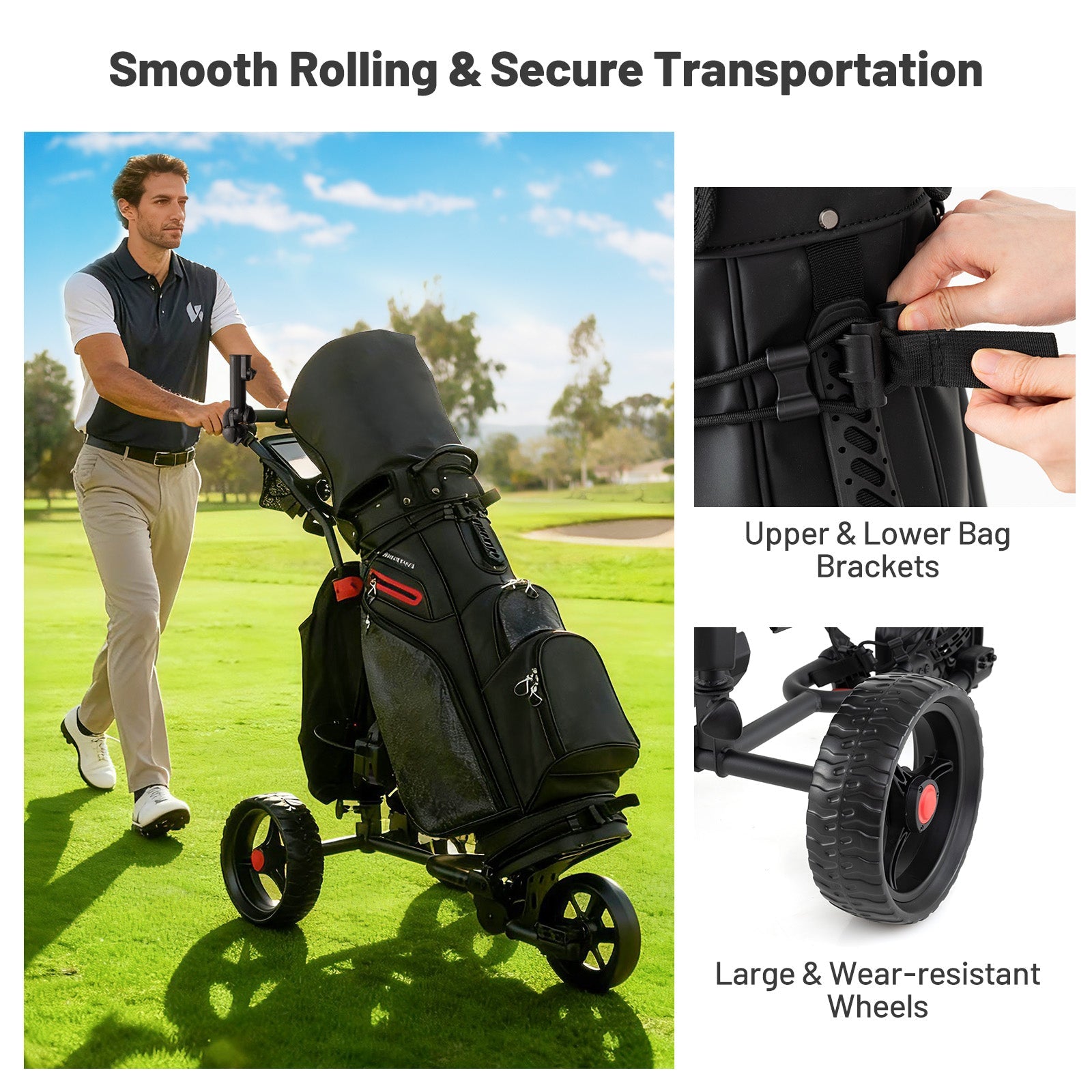 Costway Electric 3-Wheel Golf Bag Cart Adjustable Handle 9-Speed 13634785 New