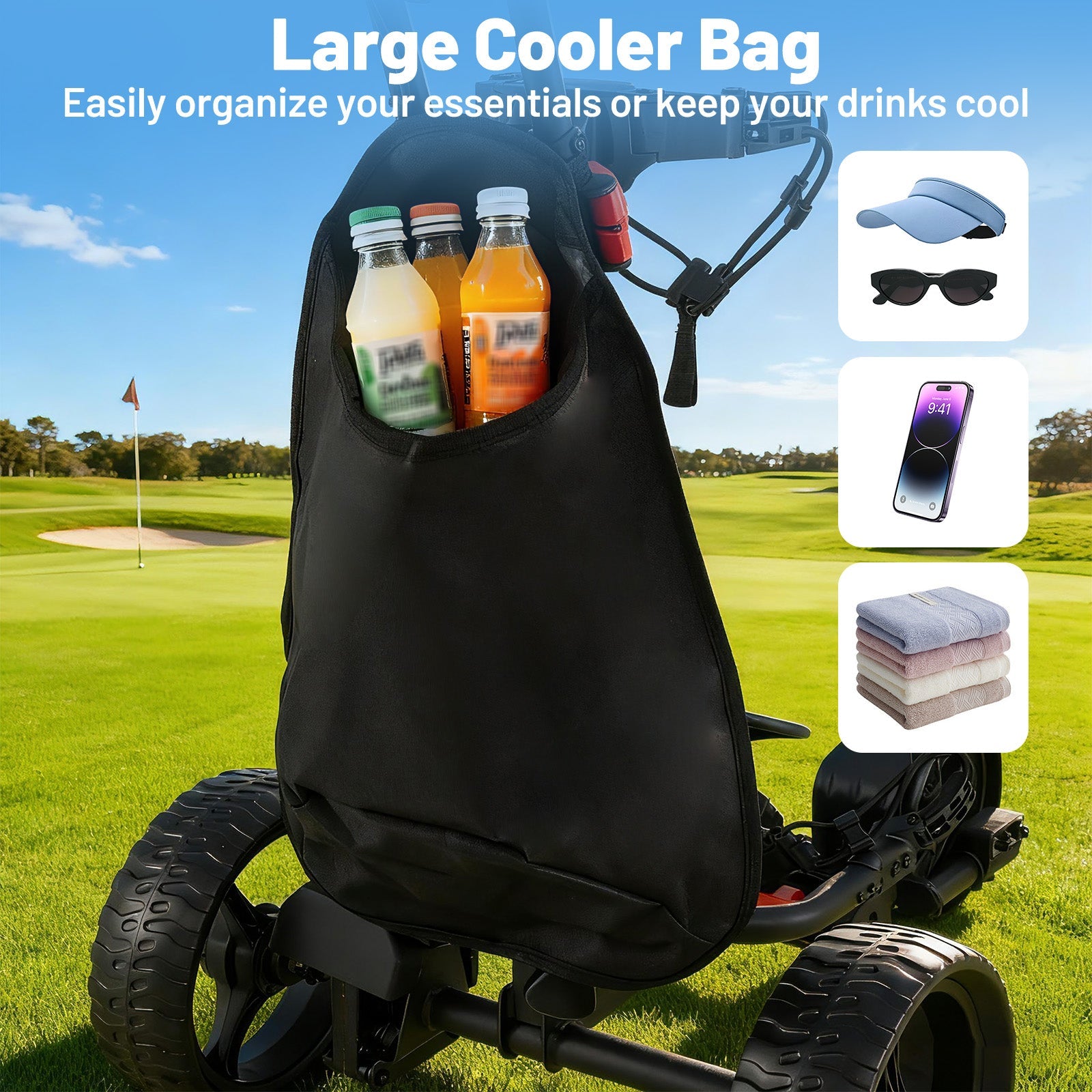 Costway Electric 3-Wheel Golf Bag Cart Adjustable Handle 9-Speed 13634785 New