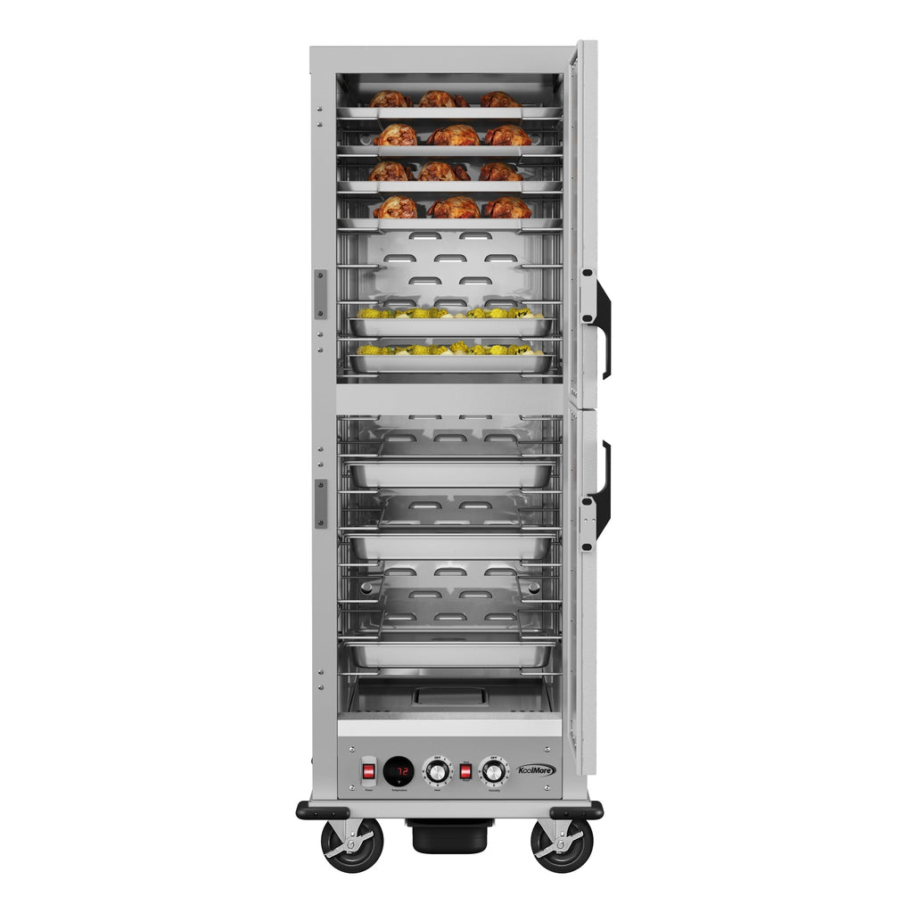33 in. Commercial Insulated Heated Holding/Proofing  Cabinet with Wire Racks and Solid Dutch Doors in Silver