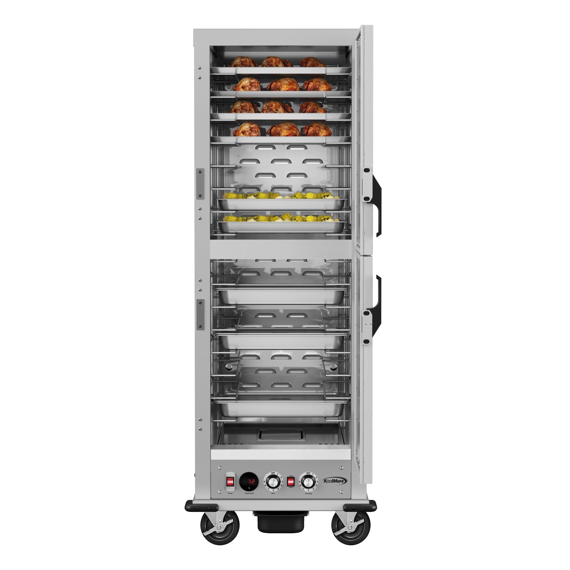 33 in. Commercial Insulated Heated Holding/Proofing  Cabinet with Wire Racks and Solid Dutch Doors in Silver