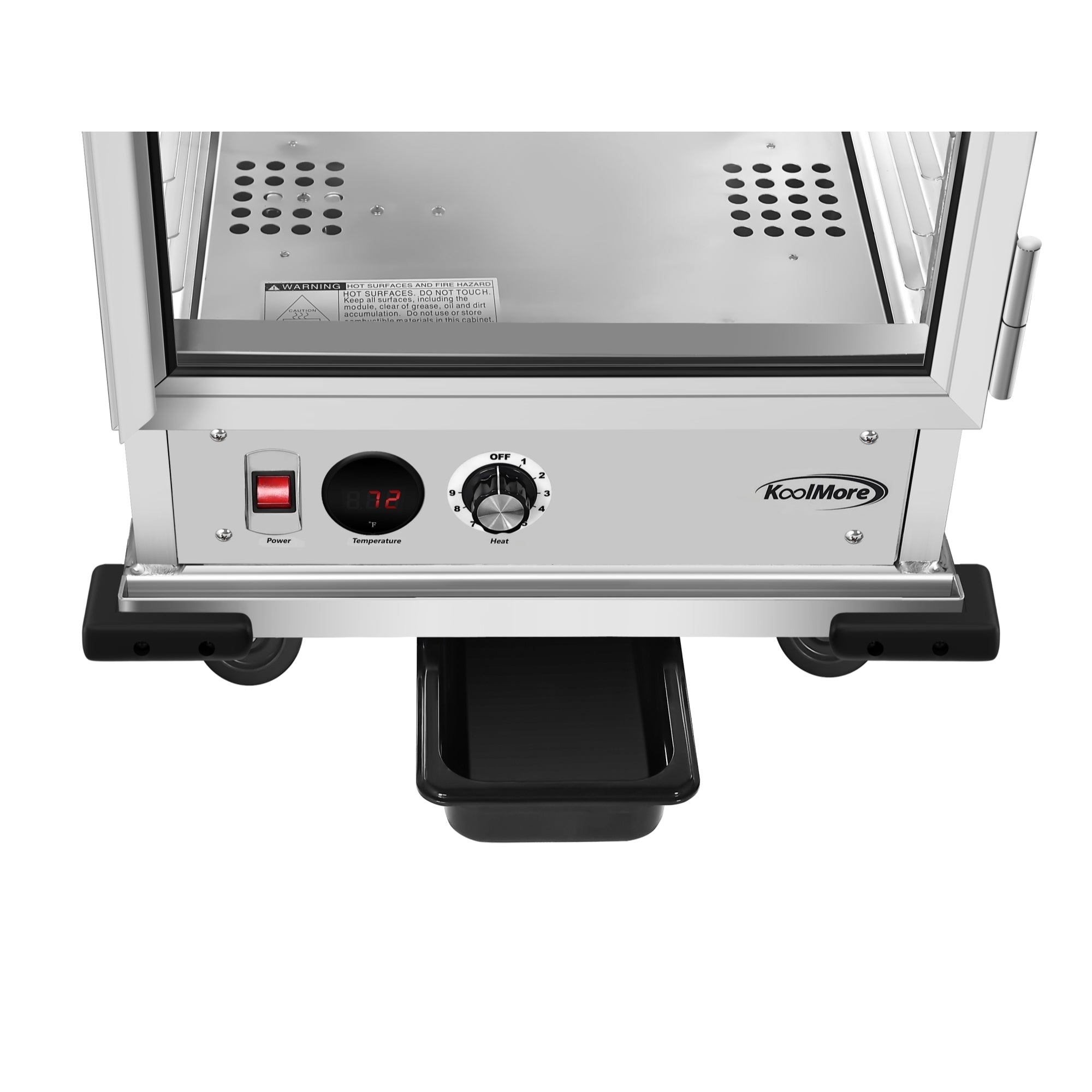 33 in. Commercial Non-Insulated Heated Holding Cabinet with 36-Pan Capacity and Glass Door in Silver