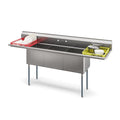 90 in. Three Compartment Commercial Sink Bowl Size 18x18x14 18-Gauge Stainless-Steel with 2 Drainboards