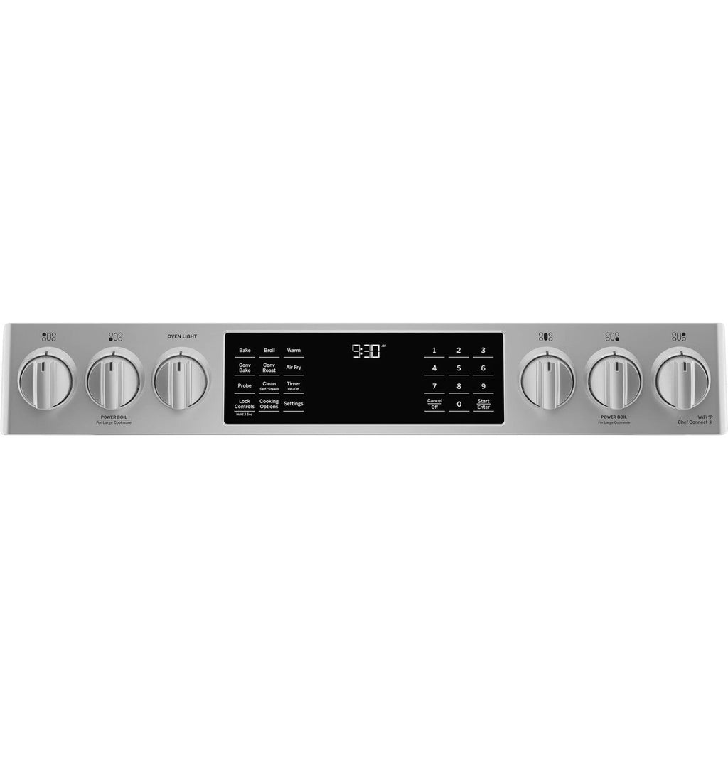 GE Profile™ 30" Smart Dual Fuel Slide-In Front-Control Fingerprint Resistant Range