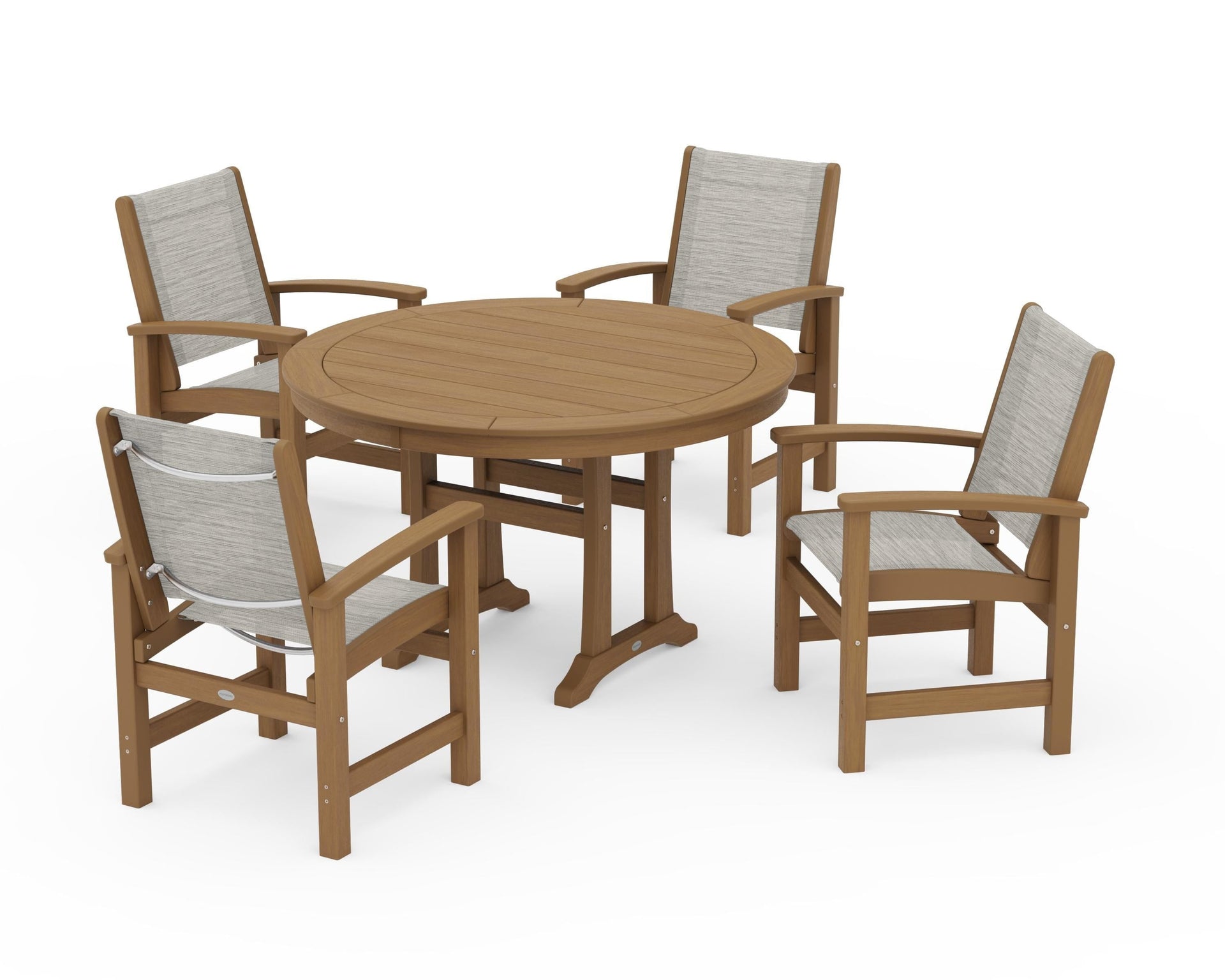 Coastal 5-Piece Round Dining Set with Trestle Legs