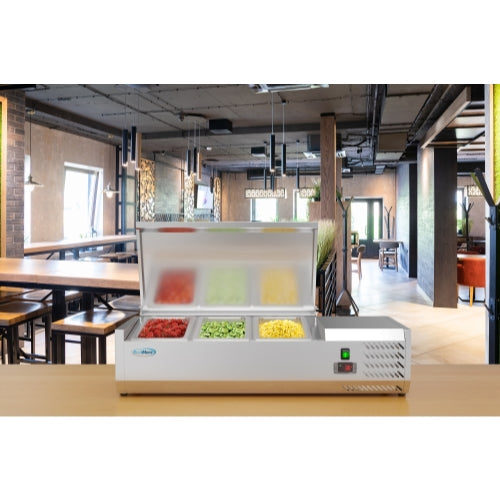 40 in. Three Pan Refrigerated Countertop Condiment Prep Station