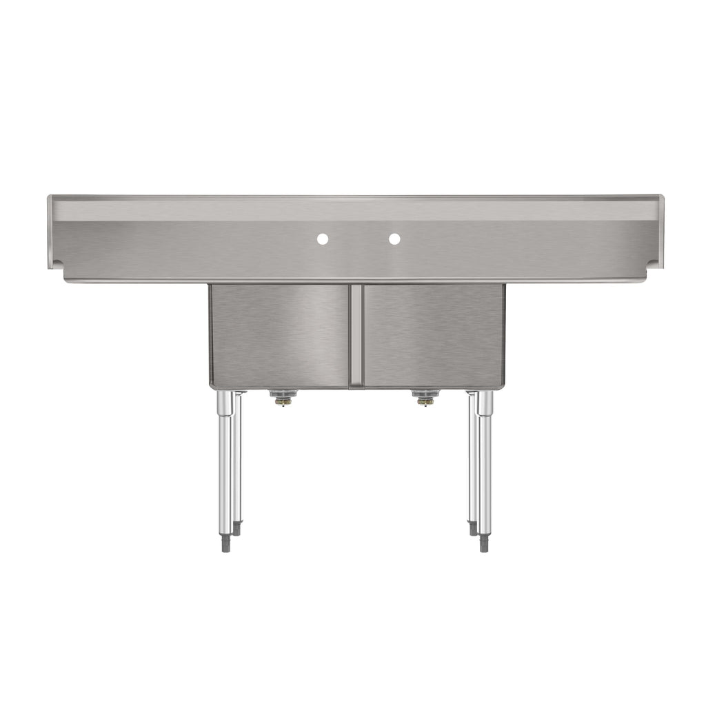 72 in. 16-Gauge Commercial Sink with Backsplash and Dual 18 in. Drainboards, Bowl Dimensions 18"x18"x14" in Stainless-Steel
