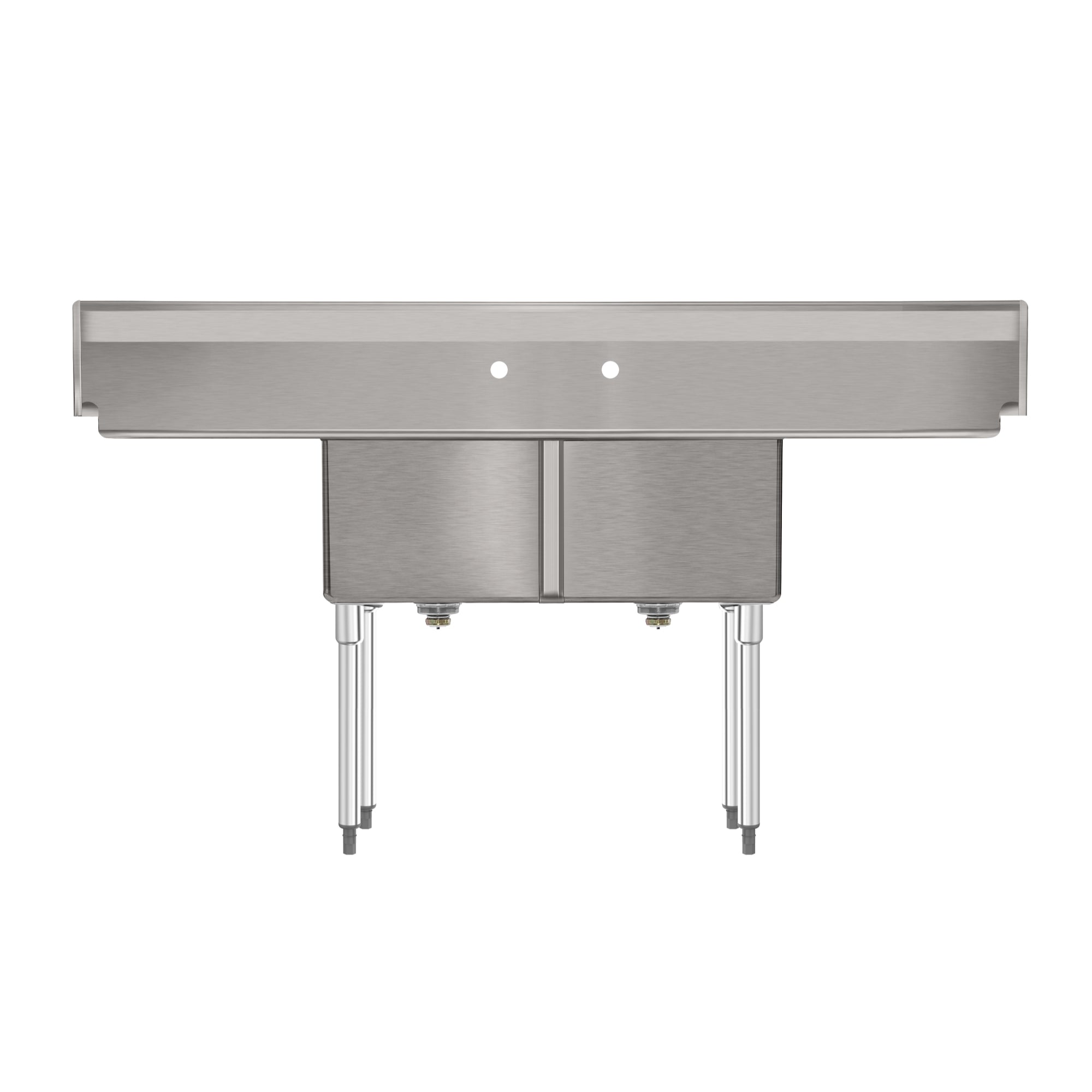 72 in. 16-Gauge Commercial Sink with Backsplash and Dual 18 in. Drainboards, Bowl Dimensions 18"x18"x14" in Stainless-Steel