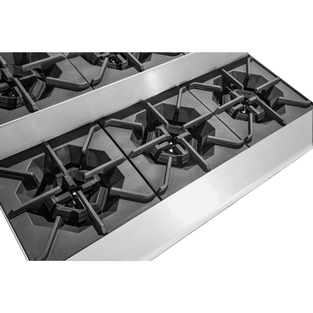 36 in. Commercial Six-Burner Step Up Gas Range, 156000 BTU in Stainless-Steel
