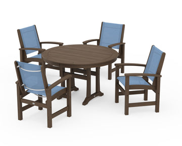 Coastal 5-Piece Round Dining Set with Trestle Legs