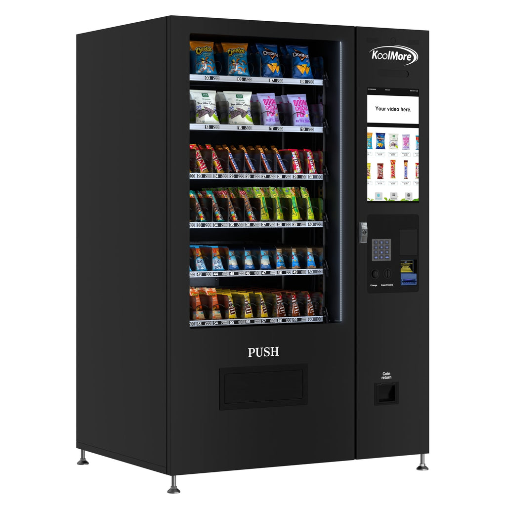 50 in. 60-Slot Snack Vending Machine with 22-inch Touch Screen, Bill and Coin Acceptor in Black, Non-Refrigerated
