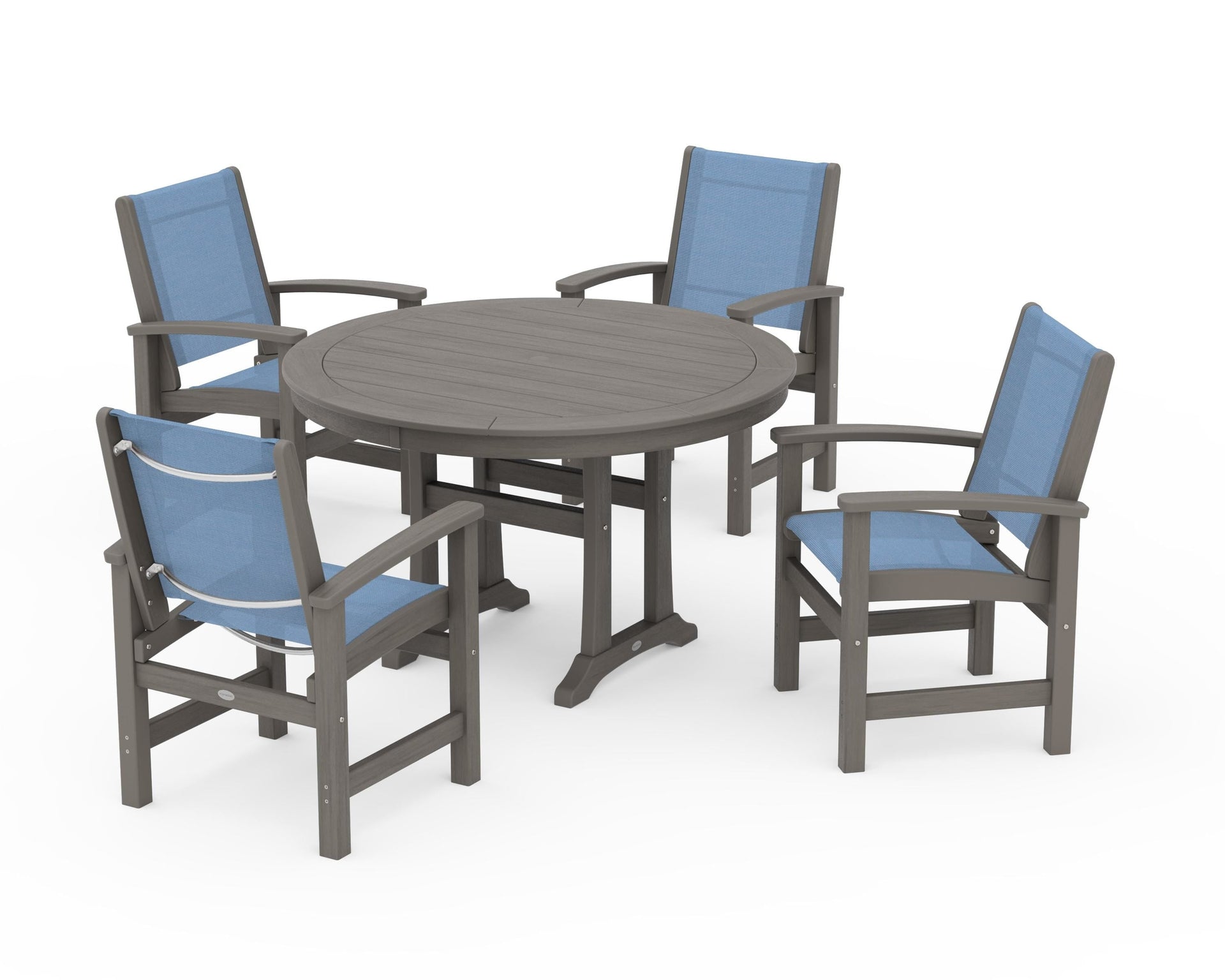 Coastal 5-Piece Round Dining Set with Trestle Legs
