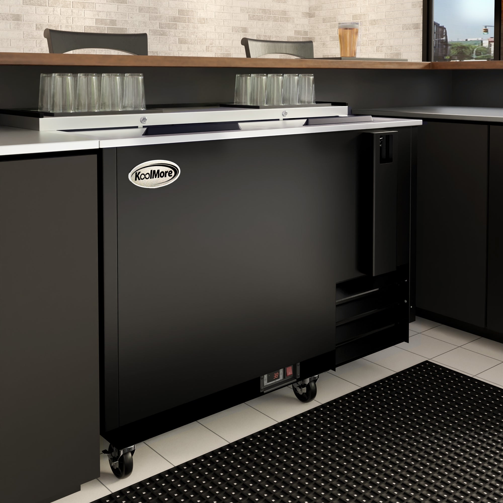 50 in. Commercial Bottle Cooler in Black with Built-In Opener, ETL Listed, 14 cu. ft.