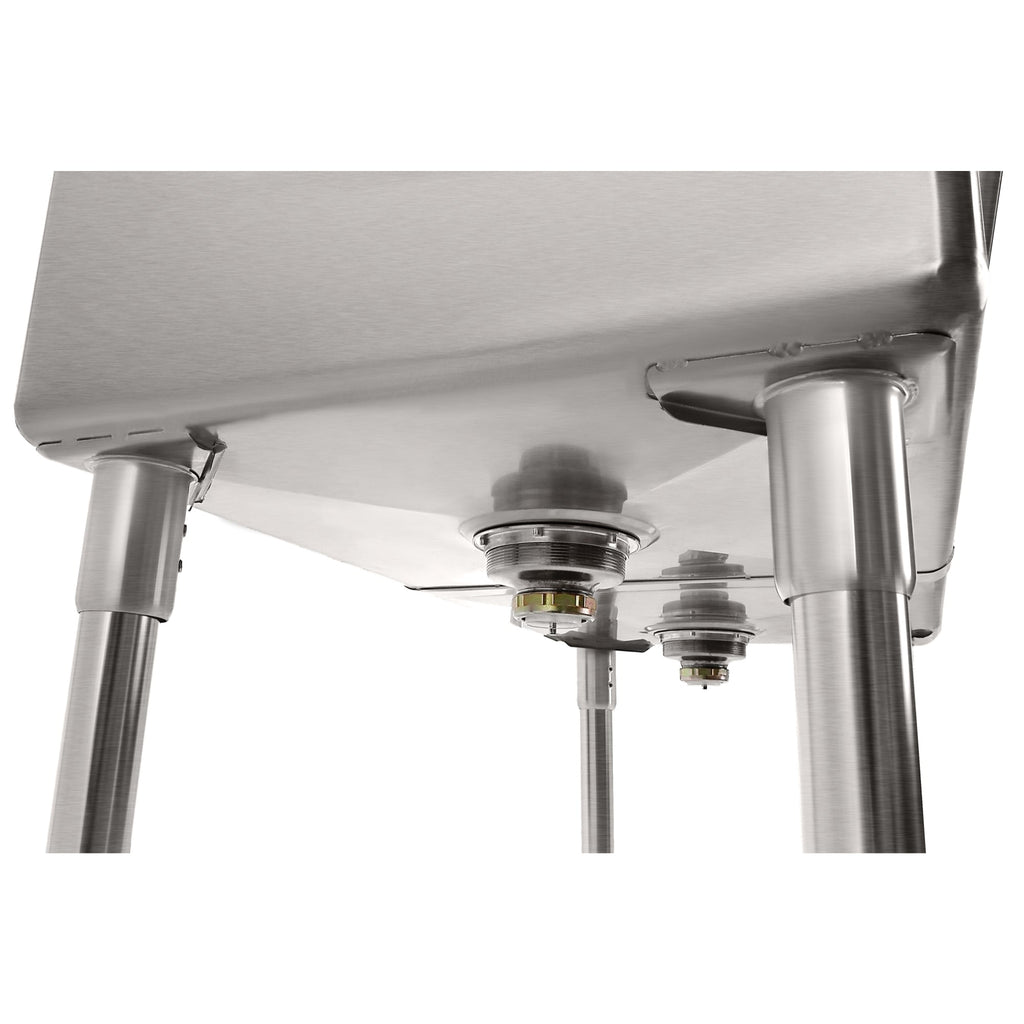 72 in. 16-Gauge Commercial Sink with Backsplash and Dual 18 in. Drainboards, Bowl Dimensions 18"x18"x14" in Stainless-Steel